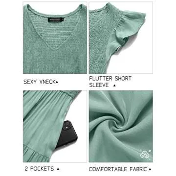 Stylish MEROKEETY Women's Ruffle Midi Dress for Summer