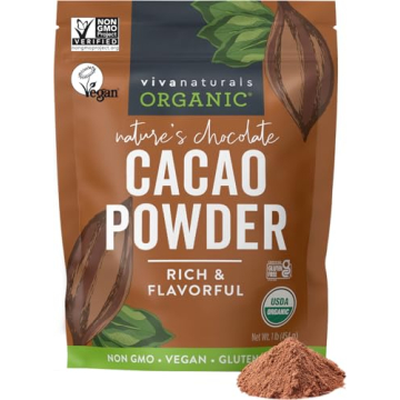Viva Naturals Organic Cacao Powder, 1lb - Unsweetened Cacao Powder With Rich Dark Chocolate Flavor, ...