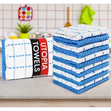 Utopia Kitchen Towels [12 Pack], 15 x 25 Inches, 100% Ring Spun Cotton Super Soft and Absorbent Linen Dish Towels, Tea Towels and Bar Towels Set (Blue)