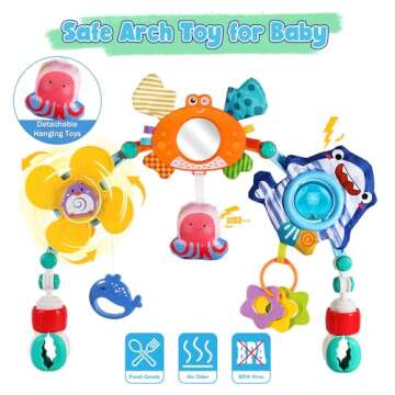 SINOMARS Baby Stroller Car Seat Toys,Adjustable Crib Mobile Activity Arch Toys with Sound Toys and Baby Hanging Toys,Sensory Travel Crib Bouncer Bassinet Toys for Toddler Boy Girl 0 3 6 9 12 24 Month