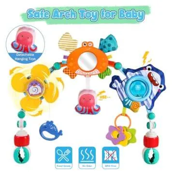 SINOMARS Baby Stroller Car Seat Toys,Adjustable Crib Mobile Activity Arch Toys with Sound Toys and Baby Hanging Toys,Sensory Travel Crib Bouncer Bassinet Toys for Toddler Boy Girl 0 3 6 9 12 24 Month