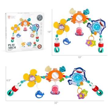 SINOMARS Baby Stroller Car Seat Toys,Adjustable Crib Mobile Activity Arch Toys with Sound Toys and Baby Hanging Toys,Sensory Travel Crib Bouncer Bassinet Toys for Toddler Boy Girl 0 3 6 9 12 24 Month