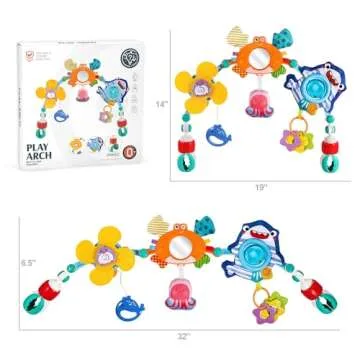 SINOMARS Baby Stroller Car Seat Toys,Adjustable Crib Mobile Activity Arch Toys with Sound Toys and Baby Hanging Toys,Sensory Travel Crib Bouncer Bassinet Toys for Toddler Boy Girl 0 3 6 9 12 24 Month