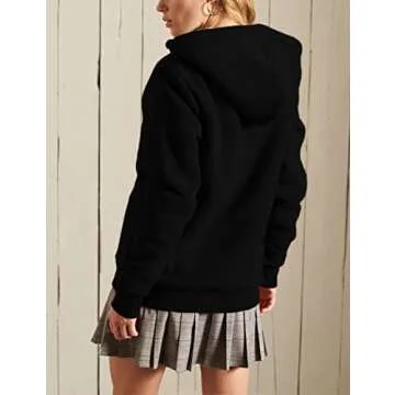 Yeokou Women's Casual Full Zip Up Sherpa Lined Hoodie Sweatshirt Jacket Coat (Medium, Black)
