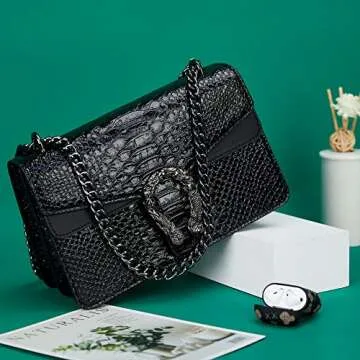 Aiqudou Snake Print Crossbody Handbag for Women - Stylish Satchel