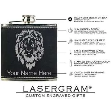 Personalized LaserGram Faux Leather Flask for Gifts