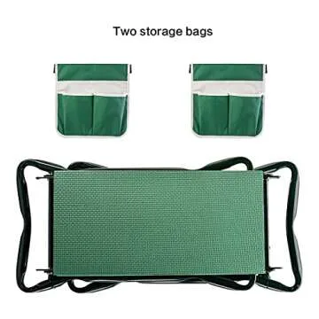 OULLYY Version 2.0 Portable Garden Kneeler and Seat with 2 Large Tool Pockets & Widen Soft EVA Kneeling Pad, Kneeler Seat Stools with Tools Bag for Gardening (Green)