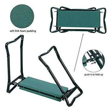 OULLYY Version 2.0 Portable Garden Kneeler and Seat with 2 Large Tool Pockets & Widen Soft EVA Kneeling Pad, Kneeler Seat Stools with Tools Bag for Gardening (Green)