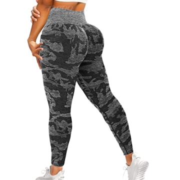 FITTOO Women’s High Waist Camo Seamless Leggings Srunch Butt Lift Yoga Pants Tummy Control Running...