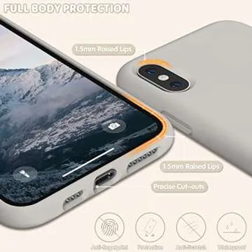 OuXul Case for iPhone X/iPhone Xs Liquid Silicone Gel Rubber Phone Case,iPhone X/iPhone Xs 5.8 Inch Full Body Slim Soft Microfiber Lining Protective Case (Stone)