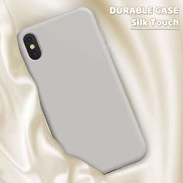 OuXul Case for iPhone X/iPhone Xs Liquid Silicone Gel Rubber Phone Case,iPhone X/iPhone Xs 5.8 Inch Full Body Slim Soft Microfiber Lining Protective Case (Stone)