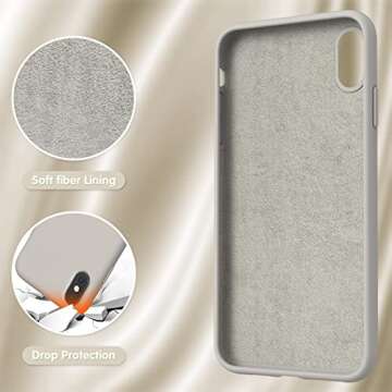 OuXul Case for iPhone X/iPhone Xs Liquid Silicone Gel Rubber Phone Case,iPhone X/iPhone Xs 5.8 Inch Full Body Slim Soft Microfiber Lining Protective Case (Stone)