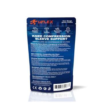 UFlex Athletics Knee Compression Sleeve Support for Women and Men - Knee Brace for Pain Relief, Fitness, Weightlifting, Hiking, Sports - Red, Small
