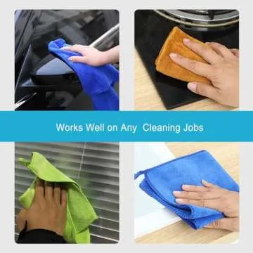 SURPRISE PIE Microfiber Cleaning Cloth for Kitchen Housekeeping Dish Electronics Dust Rags Thick Lint Free Car Wash DryingTowel (12"x12") Green/Blue/Orange -6 Pack