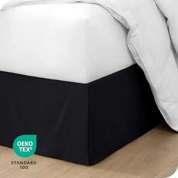 Bare Home Queen Bed Skirt - 15-Inch Tailored Drop Easy Fit - Bed Skirt for Queen Beds - Center & Corner Pleats (Queen, Black)