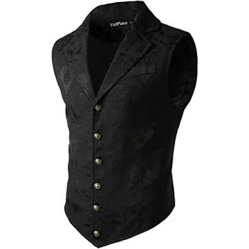 VATPAVE Mens Victorian Suit Vest Steampunk Gothic Waistcoat
