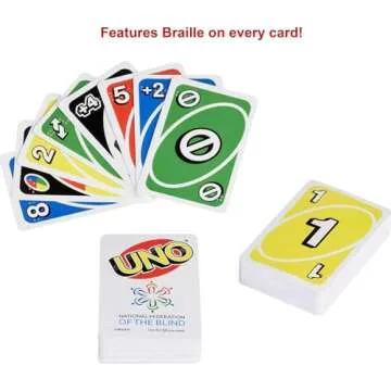 Mattel Games UNO Braille Card Game with Cards Specially Designed for Blind & Low-Vision Players for Kids, Adults, Family Nights & Parties