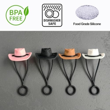 Cute Silicone Cowboy Hat Straw Covers for Tumblers