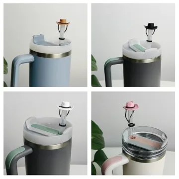 Cute Silicone Cowboy Hat Straw Covers for Tumblers