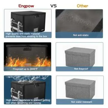 ENGPOW Fireproof Document Box with Lock for Secure Storage