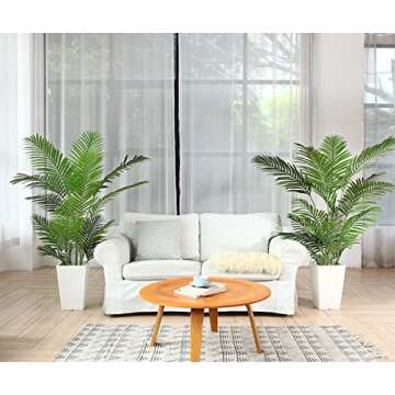 Fopamtri Artificial Areca Palm Plant 5 Feet Fake Palm Tree with 17 Trunks Faux Tree for Indoor Outdoor Modern Decoration Dypsis Lutescens Plants in Pot for Home Office (Set of 2)