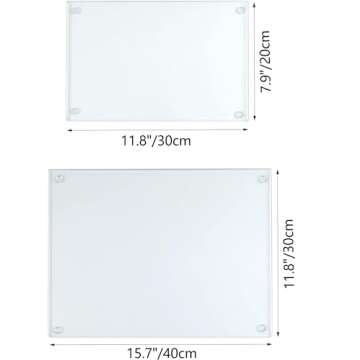 Hacaroa Tempered Glass Cutting Board Set with Rubber Feet