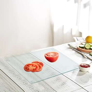 Hacaroa Tempered Glass Cutting Board Set with Rubber Feet