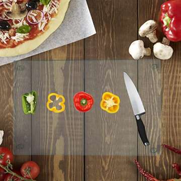 Hacaroa Tempered Glass Cutting Board Set with Rubber Feet