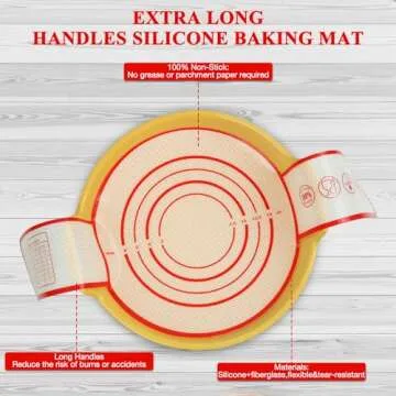 Silicone Bread Sling Dutch Oven Liners Sourdough Bread Baking Supplies Baking Mat With Extra Long Handles for Transfer Dough Pastry Pizza Non-Stick Reusable Heat Resistant 8.3 Inch 2 Pack