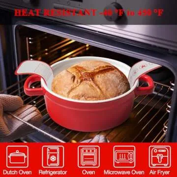 Silicone Bread Sling Dutch Oven Liners Sourdough Bread Baking Supplies Baking Mat With Extra Long Handles for Transfer Dough Pastry Pizza Non-Stick Reusable Heat Resistant 8.3 Inch 2 Pack