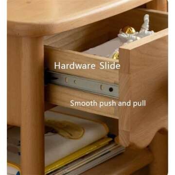 Yeoasthw Mid Century Modern Nightstand with Drawer, Small Bedside Table with Open Storage, Cute End Table, Solid Wood Side Table for Bedroom, Living Room