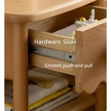 Yeoasthw Mid Century Modern Nightstand with Drawer, Small Bedside Table with Open Storage, Cute End Table, Solid Wood Side Table for Bedroom, Living Room