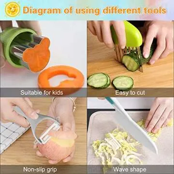 12-Piece Kids Kitchen Knife Set for Safe Cooking Fun