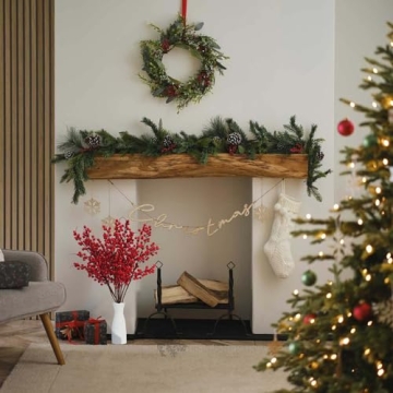 Mklsit 25.2 Inch Faux Red Berry Stems for Christmas