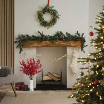 Mklsit 25.2 Inch Faux Red Berry Stems for Christmas