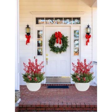 Mklsit 25.2 Inch Faux Red Berry Stems for Christmas