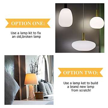 Honoson 2 Sets Lamp Repair Kit Table Rewire Lamp Parts with 3 Way Socket Matching Cord and Essential...