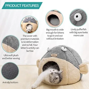 Ultra-Soft Plush Cat Bed Cave with Washable Pillow