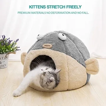 Ultra-Soft Plush Cat Bed Cave with Washable Pillow