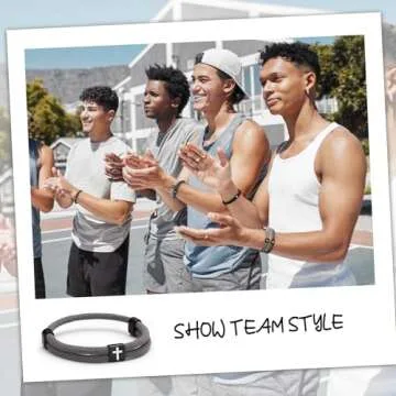 Landical 6 Pcs Braided Cross Bracelet Adjustable Rope Jesus Bracelet Christian Religious Gift for Men Women WWJD Wristband Metal Knot(Dark Color)