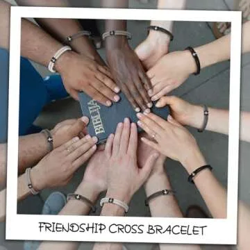 Landical 6 Pcs Braided Cross Bracelet Adjustable Rope Jesus Bracelet Christian Religious Gift for Men Women WWJD Wristband Metal Knot(Dark Color)