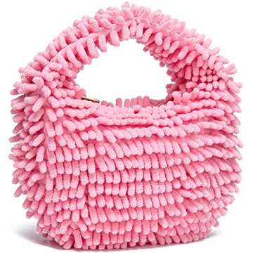 CATMICOO Y2K Fuzzy Purse, Fluffy Tote Bag, Cute Plush Purse for Women, Light Pink