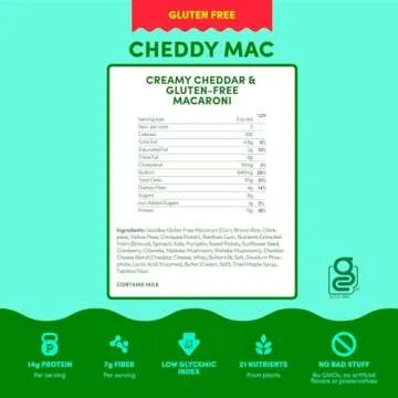 GOODLES Gluten-Free Cheddy Mac 6-pack, 6oz - 13g Protein & 4g Fiber per serving, 21 Nutrients from P...