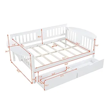 DNYN Full Size Daybed with Storage Drawers for All Spaces