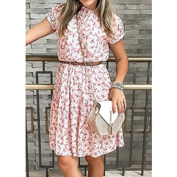 KIRUNDO Women's Boho Floral Mini Dress Summer 2024