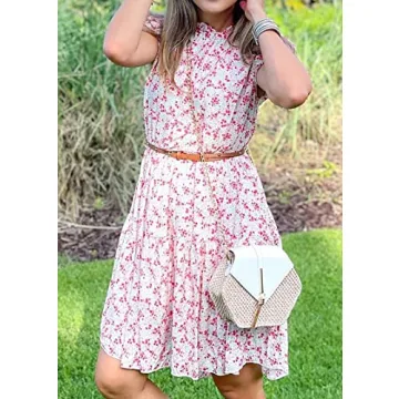 KIRUNDO Women's Boho Floral Mini Dress Summer 2024