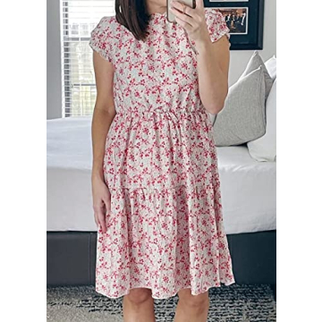 KIRUNDO Women's Boho Floral Mini Dress Summer 2024