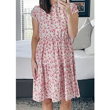 KIRUNDO Women's Boho Floral Mini Dress Summer 2024