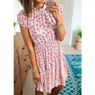 KIRUNDO Women's Boho Floral Mini Dress Summer 2024