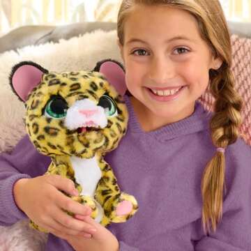 Just Play furReal Lil Wilds Lolly The Leopard Interactive 8-inch Plush Stuffed Animal with Over 35 Sounds and Reactions, 6-Pieces, Kids Toys for Ages 4 Up